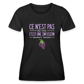 Ce n'est pas du vin vigne vigneron humour - T-shirt sport Femme - noir - Devant - AI Model Female 172 light (172cm)