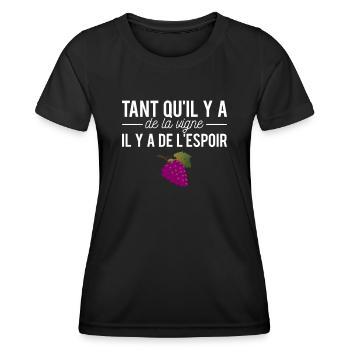 Tant qu'il y a de la vigne il y a de l'espoir vin - T-shirt sport Femme - noir - Devant - AI Model Female 172 light (172cm)