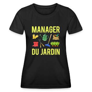 Manager du jardin humour jardinage jardinier - T-shirt sport Femme - noir - Devant - AI Model Female 172 light (172cm)