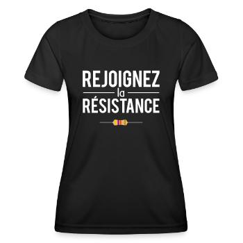 Rejoignez la résistance humour science ingénieur - T-shirt sport Femme - noir - Devant - AI Model Female 172 light (172cm)