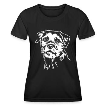 BORDER TERRIER Hundeportrait Hund Hunde Wilsigns - Frauen Funktions-T-Shirt - Schwarz - Vorne - AI Model Female 172 light (172cm)