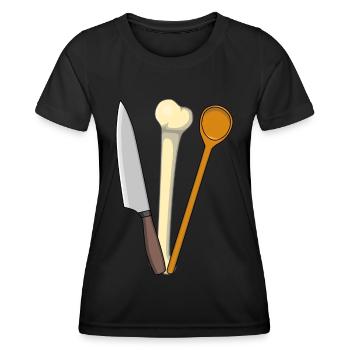 Cuillère de cuisine de viande Couteau de cuisine en os - T-shirt sport Femme - noir - Devant - AI Model Female 172 light (172cm)