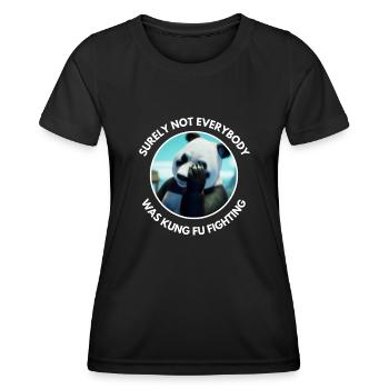 Panda Bear Kung Fu Fighting Witz lustiger Spruch - Frauen Funktions-T-Shirt - Schwarz - Vorne - AI Model Female 172 light (172cm)