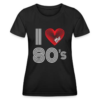 J’aime le carnaval rétro des années 80 Fête à thème des années 80 - T-shirt sport Femme - noir - Devant - AI Model Female 172 light (172cm)