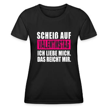 Scheiß auf Valentinstag. Anti Valentinstag - Frauen Funktions-T-Shirt - Schwarz - Vorne - AI Model Female 172 light (172cm)