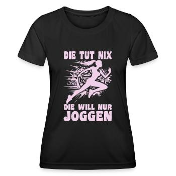 Coureuse qui ne fait rien, elle a juste envie de faire du footing, joggeuse - T-shirt sport Femme - noir - Devant - AI Model Female 172 light (172cm)