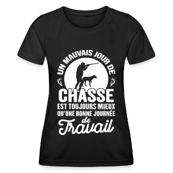 Mauvais Jour De Chasse Mieux Qu'un Jour De Travail - T-shirt sport Femme - noir - Devant - AI Model Female 172 light (172cm)