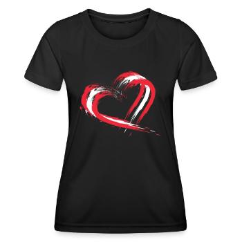 Heart brush Flag of Austria. Colors. Vector - Women's Functional T-Shirt - black - Front - AI Model Female 172 light (172cm)
