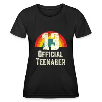 Offizieller Teenager 13. Geburtstag Vintage Regenbogen - Frauen Funktions-T-Shirt - Schwarz - Vorne - AI Model Female 172 light (172cm)