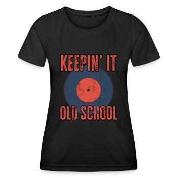 Old School 80er 90er Jahre Vinyl Schallplatte Musik Geschenk - Frauen Funktions-T-Shirt - Schwarz - Vorne - AI Model Female 172 light (172cm)