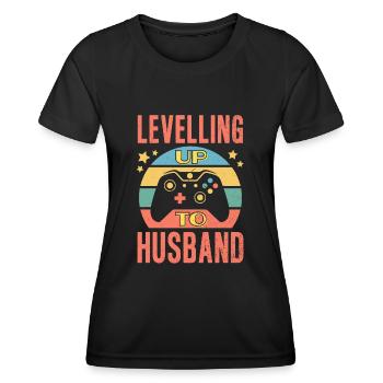 Gamer Husband Leveling Up Wedding Engagement Groom - Women's Functional T-Shirt - black - Front - AI Model Female 172 light (172cm)