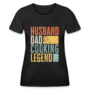 Husband Dad Cooking Legend Best Father Retro - Women's Functional T-Shirt - black - Front - AI Model Female 172 light (172cm)