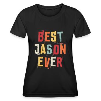 Meilleur Jason jamais populaire rétro Birth Names Jason - T-shirt sport Femme - noir - Devant - AI Model Female 172 light (172cm)