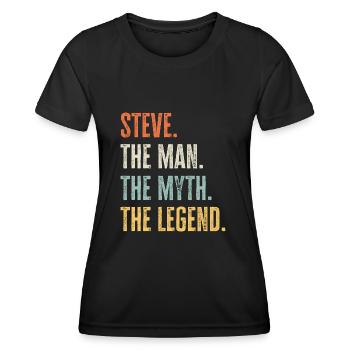 Steve, légende du mythe de l’homme, drôle de meilleur nom Steve - T-shirt sport Femme - noir - Devant - AI Model Female 172 light (172cm)