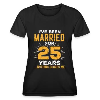 25. Hochzeitstag Lustige Paare verheiratet - Frauen Funktions-T-Shirt - Schwarz - Vorne - AI Model Female 172 light (172cm)