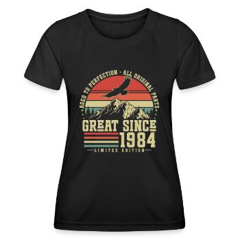 Great Since 1984 Vintage Birthday Retro - Women's Functional T-Shirt - black - Front - AI Model Female 172 light (172cm)