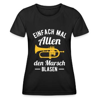 Flügelhorn Marsch Orchester Horn Musiker Blasmusik - Frauen Funktions-T-Shirt - Schwarz - Vorne - AI Model Female 172 light (172cm)