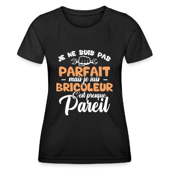 Je ne suis pas parfait mais je suis bricoleur - T-shirt sport Femme - noir - Devant - AI Model Female 172 light (172cm)