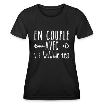 En Couple avec bubble tea, cadeau Fans bubble tea - T-shirt sport Femme - noir - Devant - AI Model Female 172 light (172cm)