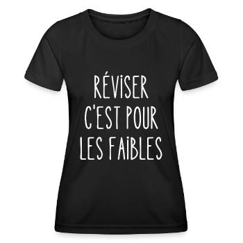 réviser c'est pour les faibles - T-shirt sport Femme - noir - Devant - AI Model Female 172 light (172cm)