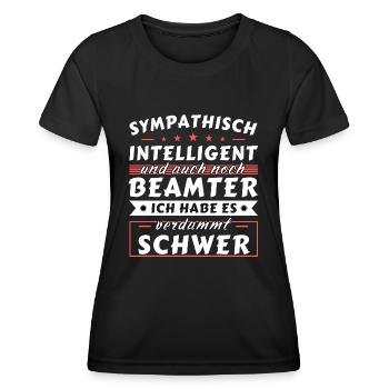 Sympathisch und intelligent - Beamter Edition - Frauen Funktions-T-Shirt - Schwarz - Vorne - AI Model Female 172 light (172cm)
