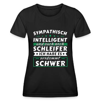 Sympathisch und intelligent - Schleifer Edition - Frauen Funktions-T-Shirt - Schwarz - Vorne - AI Model Female 172 light (172cm)