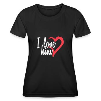 I love him - Frauen Funktions-T-Shirt - Schwarz - Vorne - AI Model Female 172 light (172cm)