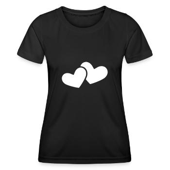 Doppeltes Herz weiß - Frauen Funktions-T-Shirt - Schwarz - Vorne - AI Model Female 172 light (172cm)