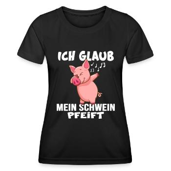 landleben schweinezucht dorfkind schwein pfeift - Frauen Funktions-T-Shirt - Schwarz - Vorne - AI Model Female 172 light (172cm)