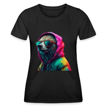 Bär mit Sonnenbrille Bunt Coole Bären Waldtier - Frauen Funktions-T-Shirt - Schwarz - Vorne - AI Model Female 172 light (172cm)