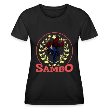 Sambo Martial Arts Wrestling Russia Sport - Women's Functional T-Shirt - black - Front - AI Model Female 172 light (172cm)