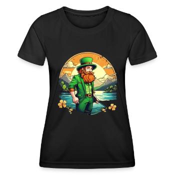St. Patrick's Day Kleeblatt Angeln - Frauen Funktions-T-Shirt - Schwarz - Vorne - AI Model Female 172 light (172cm)