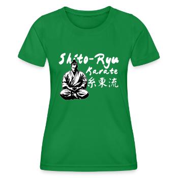 Shito Ryu Karate Kanji Kimono Kampfkunst Dojo - Frauen Funktions-T-Shirt - Kelly Green - Vorne - AI Model Female 172 dark (172cm)