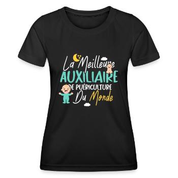 Meilleure Auxiliaire de Puériculture Cadeau Drôle - T-shirt sport Femme - noir - Devant - AI Model Female 172 light (172cm)