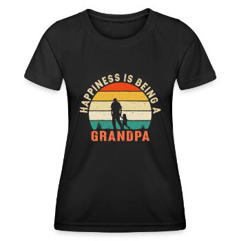 Le bonheur, c’est d’être grand-père - T-shirt sport Femme - noir - Devant - AI Model Female 172 light (172cm)
