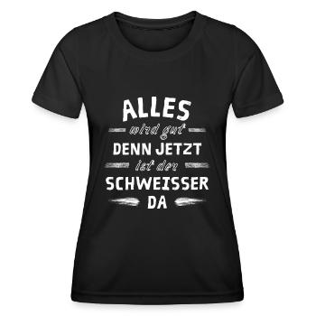 Alles wird gut denn jetzt ist der Schweißer da - Frauen Funktions-T-Shirt - Schwarz - Vorne - AI Model Female 172 light (172cm)