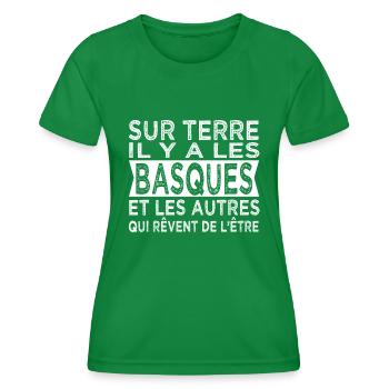 sur terre les Basques Humour Pays Basque - T-shirt sport Femme - vert - Devant - AI Model Female 172 dark (172cm)