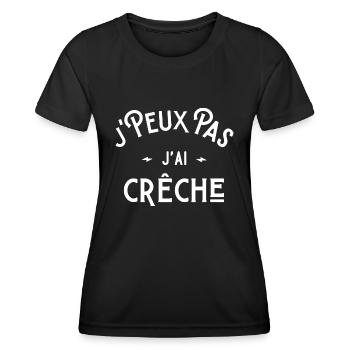 je peux pas j'ai crèche cadeau citation humour - T-shirt sport Femme - noir - Devant - AI Model Female 172 light (172cm)