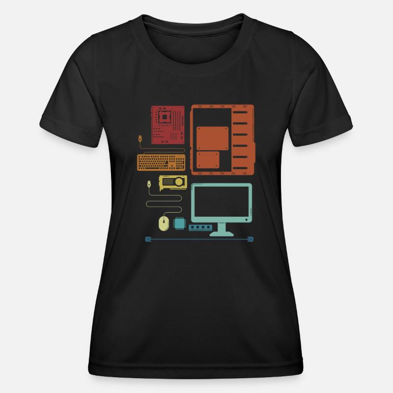 Retro Hardware Admin IT Operations Computer Scientist - T-shirt sport Femme - noir