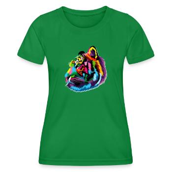 Wildkatze Raubkatze Königstiger Sibirischer Tiger - Frauen Funktions-T-Shirt - Kelly Green - Vorne - AI Model Female 172 dark (172cm)