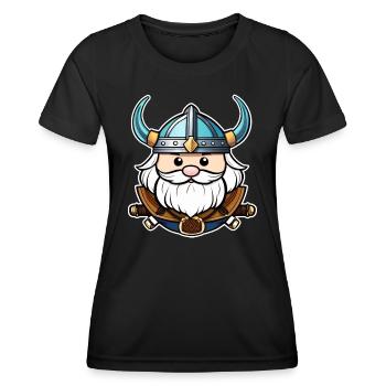 Fier Viking avec casque de cornes - T-shirt sport Femme - noir - Devant - AI Model Female 172 light (172cm)