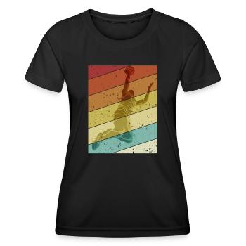 Retro Basketballkorb Basketballspieler Basketball - Frauen Funktions-T-Shirt - Schwarz - Vorne - AI Model Female 172 light (172cm)