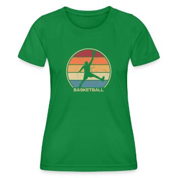 Retro Basketballer Basketballkorb Basketballfan - Frauen Funktions-T-Shirt - Kelly Green - Vorne - AI Model Female 172 dark (172cm)