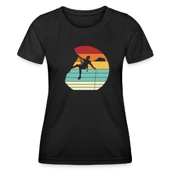 Retro Speedklettern Alpinklettern Sportklettern - Frauen Funktions-T-Shirt - Schwarz - Vorne - AI Model Female 172 light (172cm)