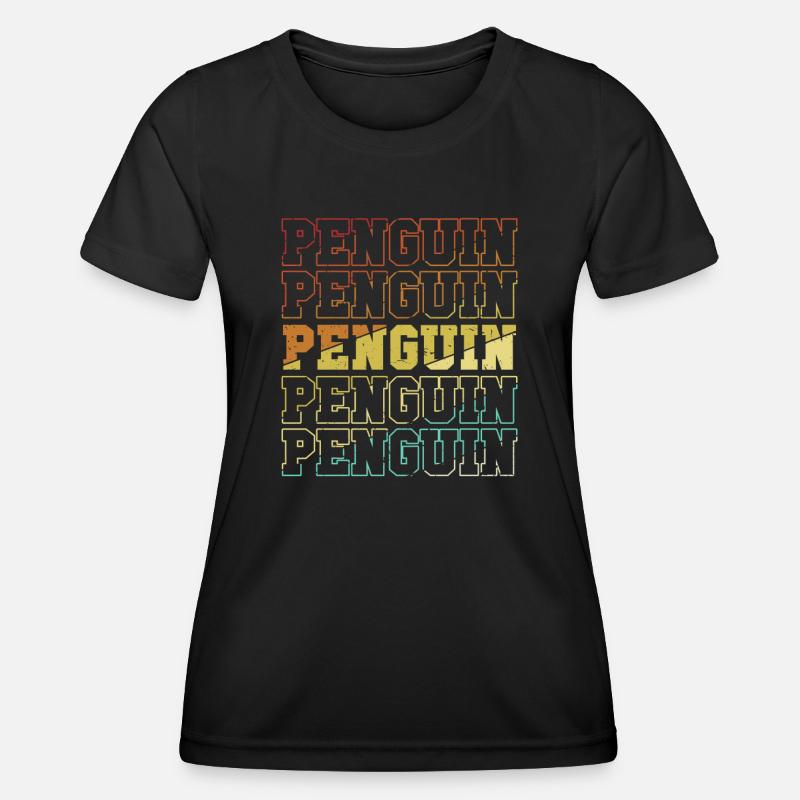 Retro Penguin Kaiserpinguin Seevogel - Frauen Funktions-T-Shirt - Schwarz