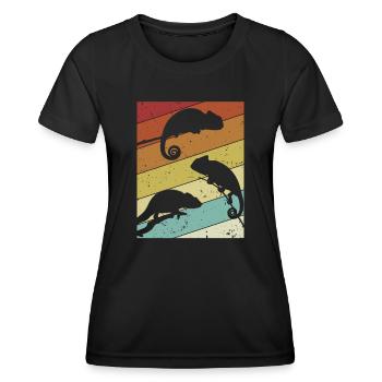 Panthère voilée rétro Chamaeleonidae amoureuse - T-shirt sport Femme - noir - Devant - AI Model Female 172 light (172cm)
