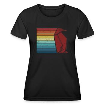 Retro Eule Papierkranich Falten Meister Origami - Frauen Funktions-T-Shirt - Schwarz - Vorne - AI Model Female 172 light (172cm)