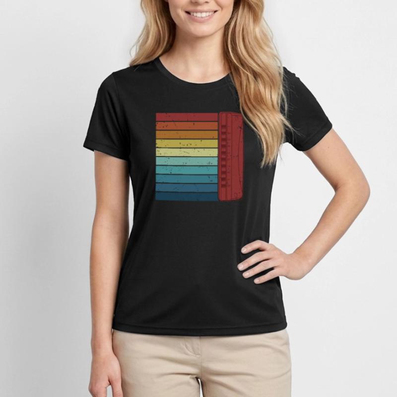 Harmoniciste rétro Harpe à bouche Harmonica harmonica T-shirt sport Femme