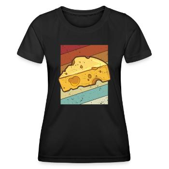 Fromage Queso Rétro Amateur de Fromage Gouda - T-shirt sport Femme - noir - Devant - AI Model Female 172 light (172cm)