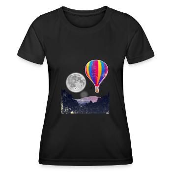 Heißluft-Ballon-Mond-Himmel-Sauerstoff-Ereignis-Party-Geschenk - Frauen Funktions-T-Shirt - Schwarz - Vorne - AI Model Female 172 light (172cm)